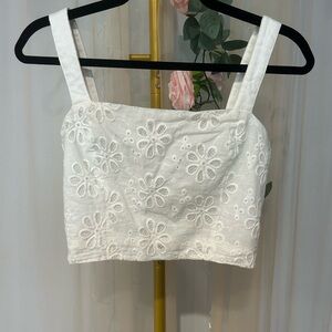 En Saison White Eyelet Corset Crop Top – Size S – NWT